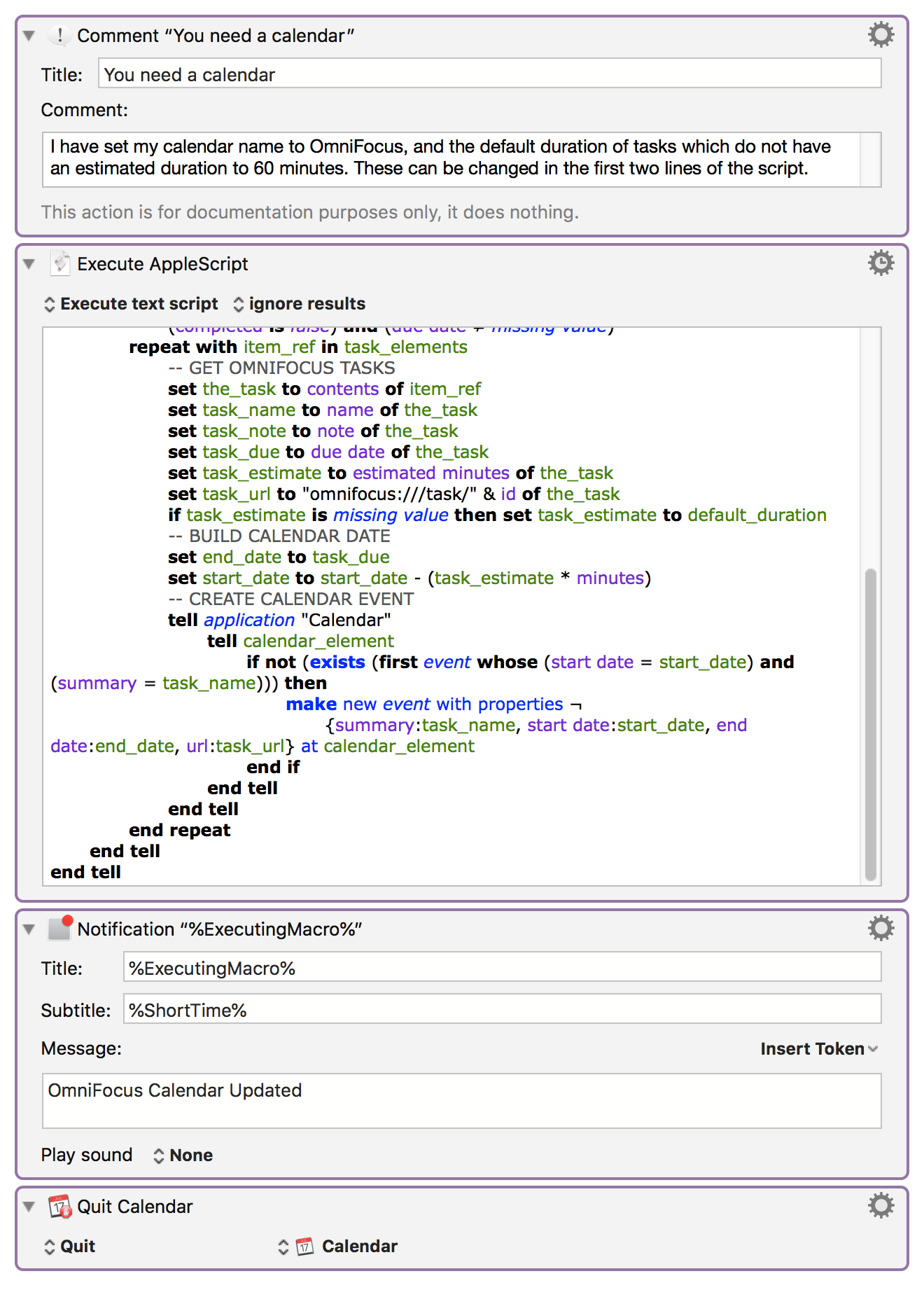 Graphical view of the Keyboard Maestro Macro
