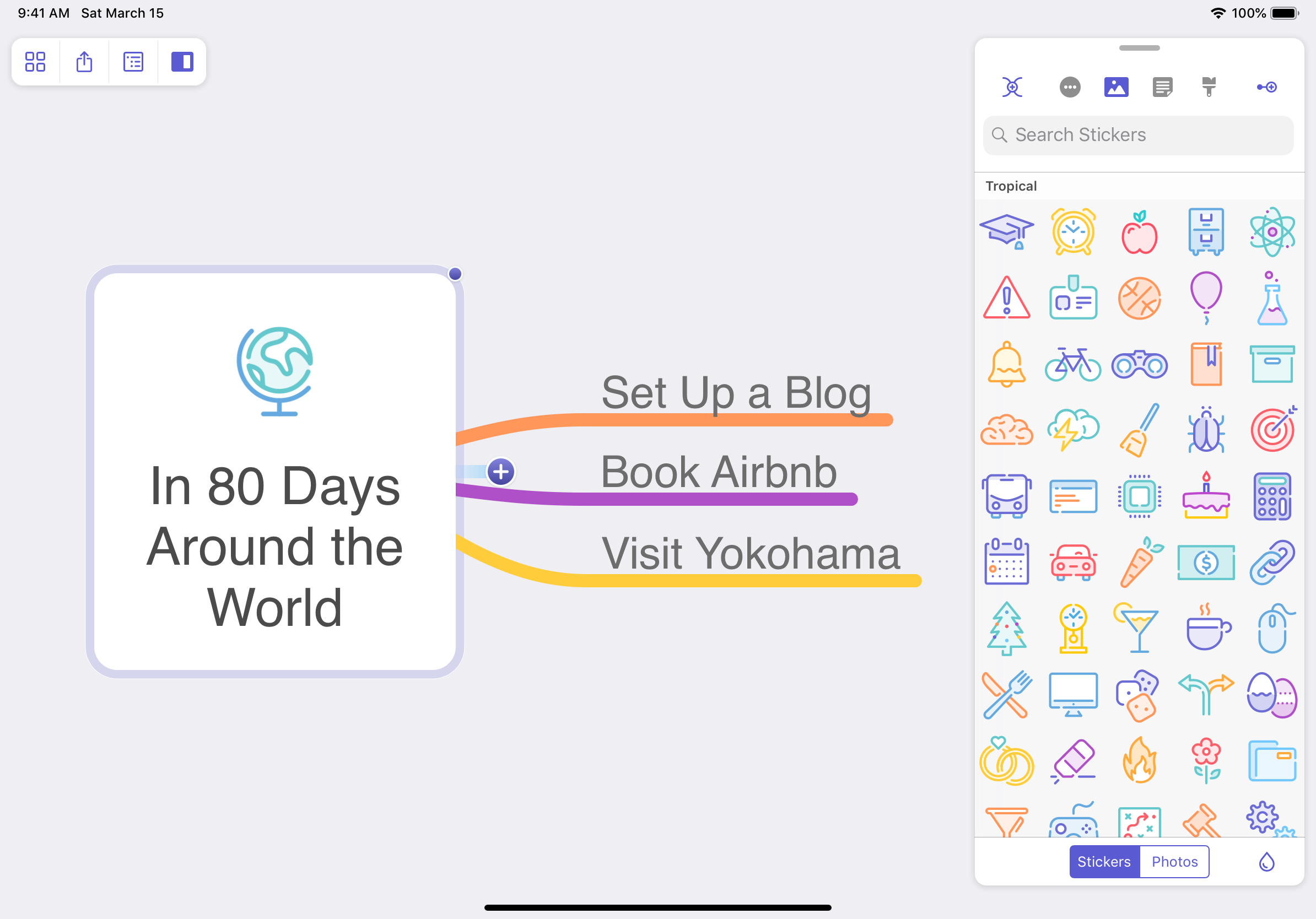 Searching for stickers in MindNode