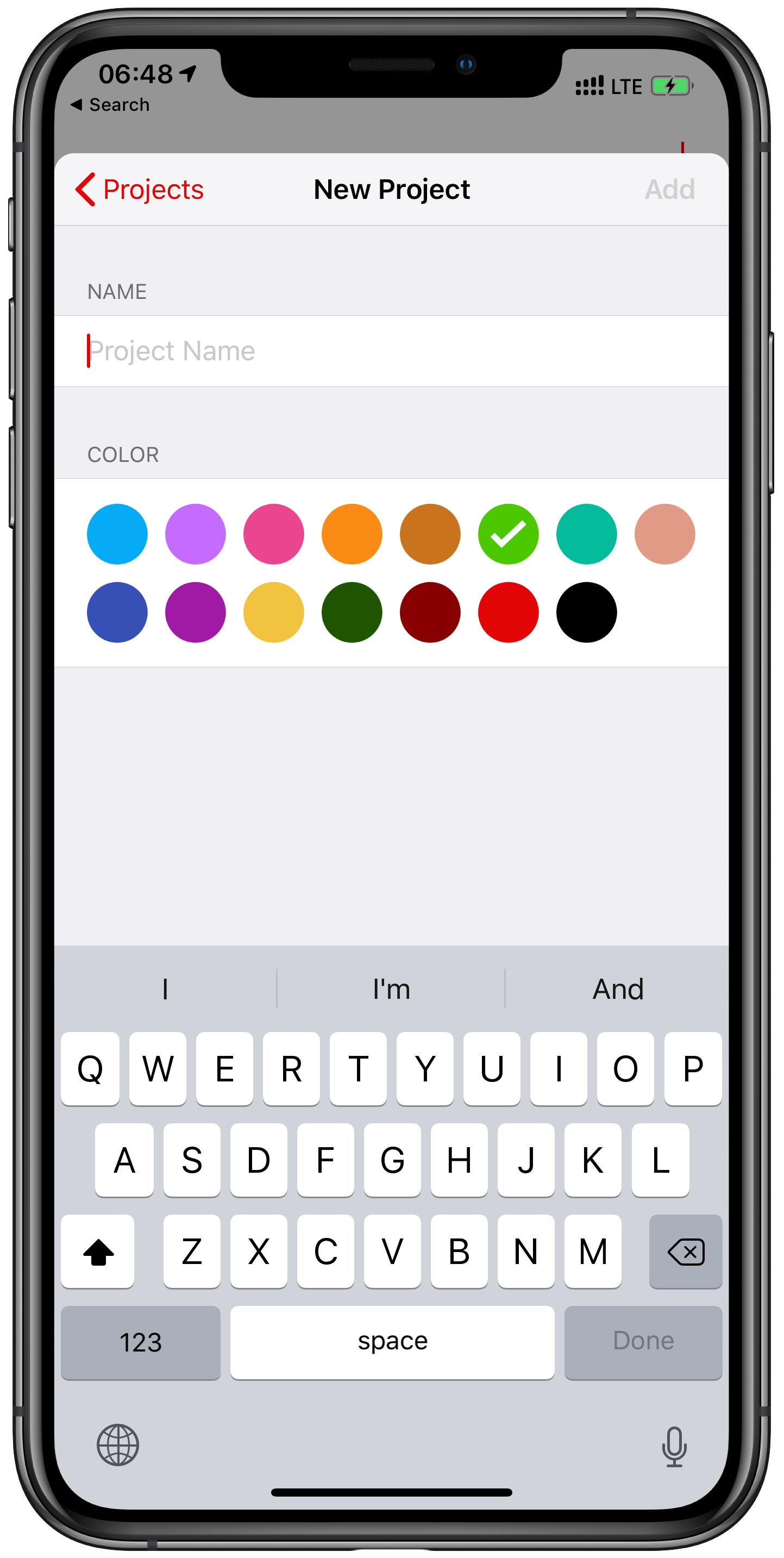 Creating a project in Timery