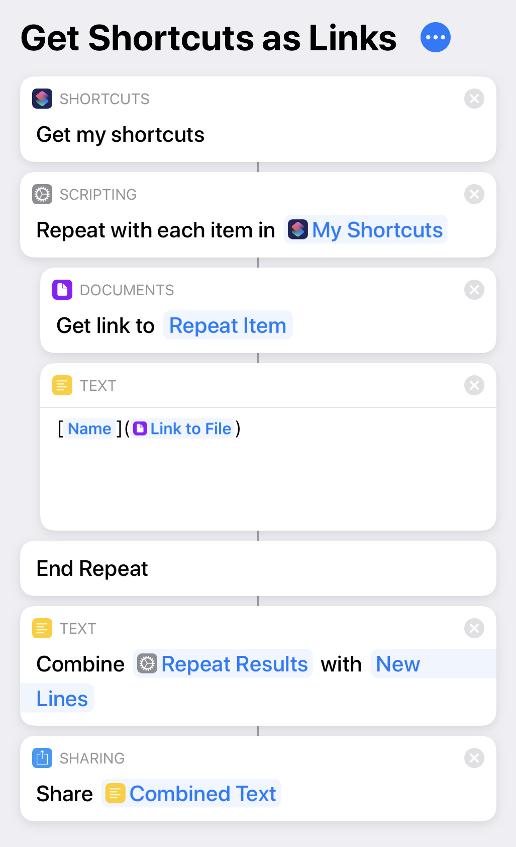 Shortcuts actions