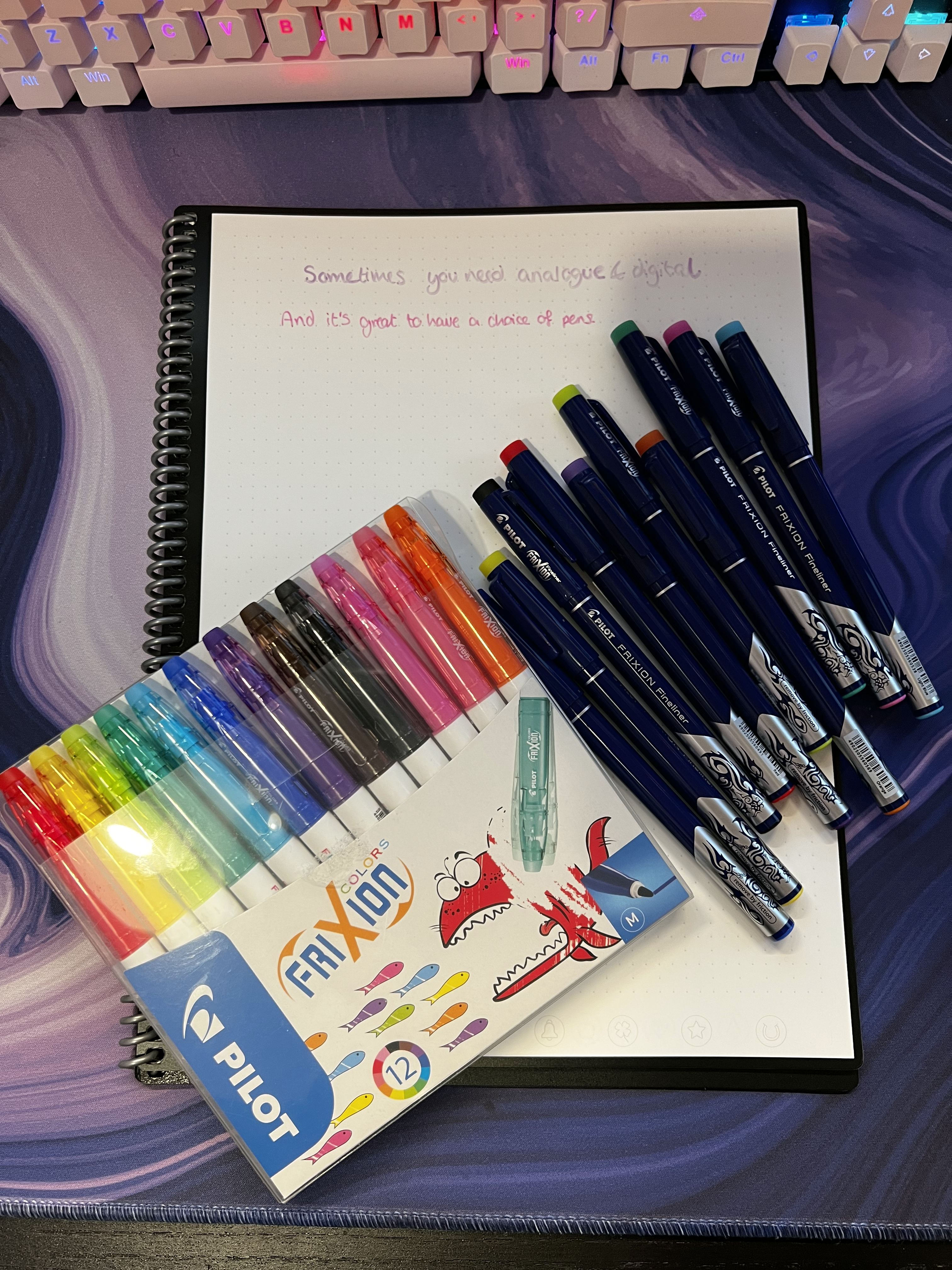 RocketBook and Pilot Frixion Fineliners and Markers